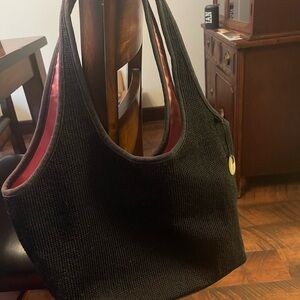 The Sak Black Shoulder Bag with Pink Lining